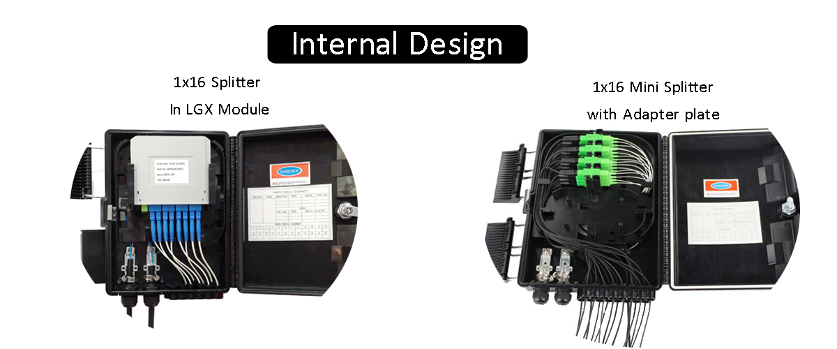 16 Port fiber access terminal box for fiber optic plc splitter 1x8 1x16 sc apc connectors FDB0216G