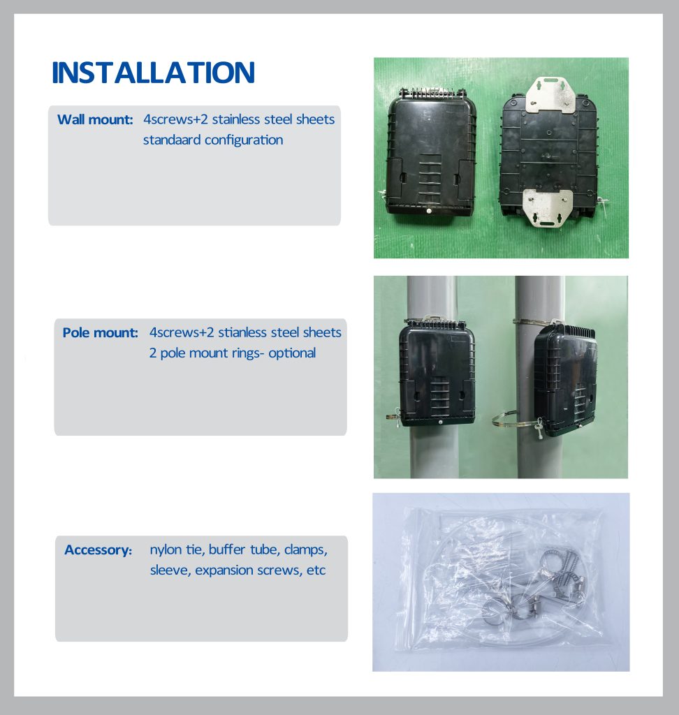 FDB0216HF flat ports fiber optic splitter enclosure mouting methods