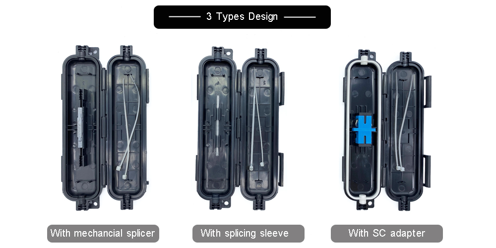 3 types of internal structure of FTB86U fiber optic drop cable protection box