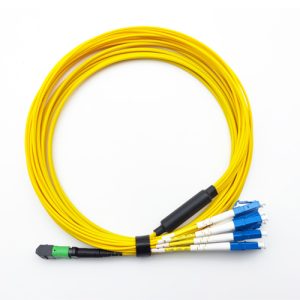 8 Fiber MPO To 4xLC Duplex Fiber Breakout Cable SM Blue 5M