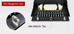 12 Port LC Fiber Optic Patch Panel 24 Cores with cable management rings in front panel