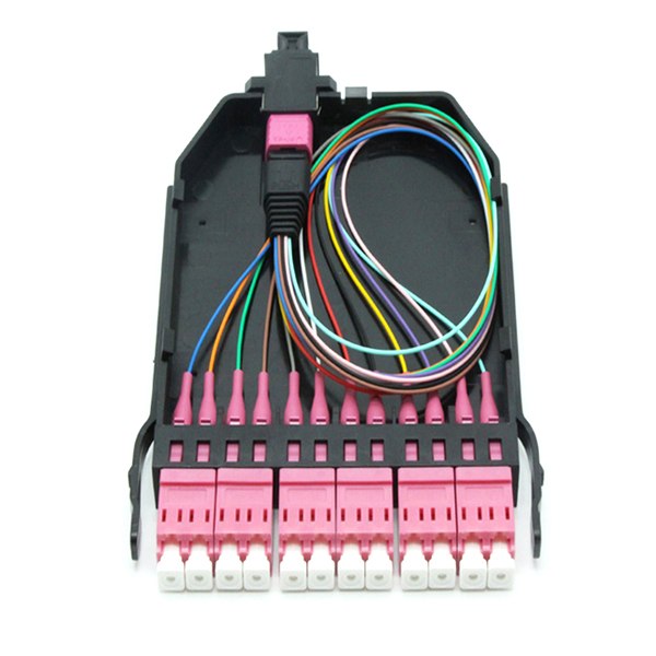 12 Fiber Male MTP LC Cassette OM4 Violet Connectors Plastic Housing