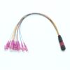 12 fibers mtp to lc patch cord pigtails om4 100g purple 0.9mm