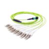 16 fiber mpo to 8lc fanout cable om5 100g green unitboot beige standard loss