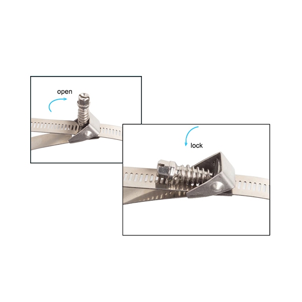 adjustable band bracket assembly clamps for pole or hole, steel ball self locking design