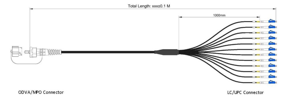 IP67 ODVA MPO 12F to LC patch cord Diagram