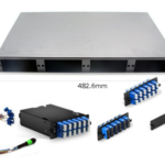 24 fiber cassette mpo to 4lc qsfp28 100g, metal black, 6pcs 4 way lc couplers om3