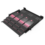 100g om4 mpo to lc cable, rose red lc pc connectors, 12 cores fiber pigtails 0.9mm 0.35 m