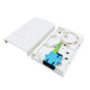 ftth outlet fiber optic, 1 port sc duplex connector, 2 cores splicing, slide open, left top to bottom cable go through