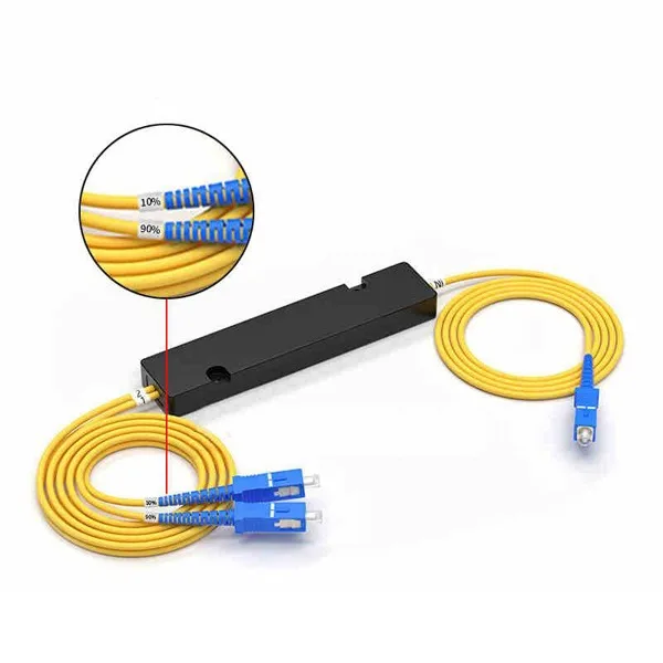 singe mode fiber cable coupler 1x2 10 90 unbalanced cable splitter, with sc connectors, dual window