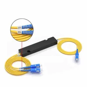 1x2 coupler cassette,15:85 dual window with SC/UPC connectors 1m 2.0mm yellow