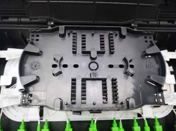 optic cable internet 16 sc waterproof fiber atb box, ip67, black, 48 cores, 2in 2 out cable port 8 12mm