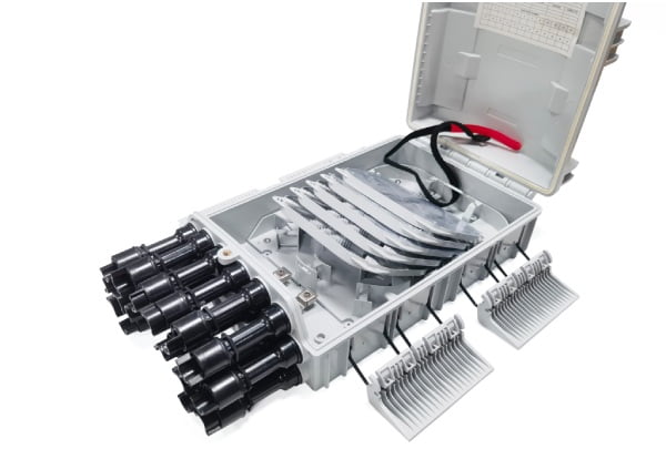 ftth drop cable fiber optic distribution box, 30 cores single fiber, 2 uncut port, ip65 white