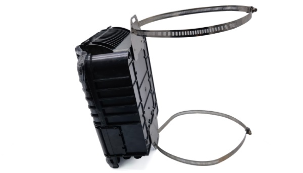 hyper optic broadband fiber distribution box, 16 sc adapters with rubber boot, black, pole mount, wall mount