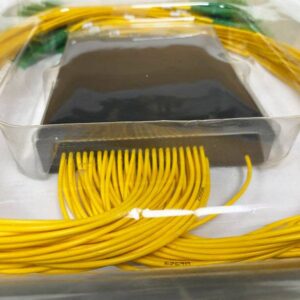 cassette splitter 1x64, lc apc connectors 3.0mm yellow input and output fiber pigtails, 1pc/box pack