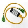 gpon epon abs splitter plc 1x8, compact size cassette plc splitter,3.0mm pigtails white in, yellow out with sc connectors