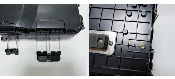 outdoor ip65 plastic fiber optic splitter box, with 1 branch cable port 16mm, 2 cable glands 8 14mm, and 16 round ports for ftth drop cable, 36 cores capacity