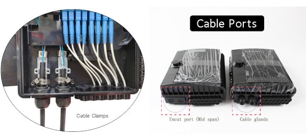ftth outdoor nap box fiber, 1x16 plc splitter, sc apc connectors and pigtails, uncut cable port or cable glands, black white gray color custom.