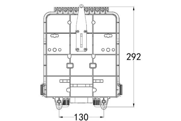 outdoor fiber termination box 24 ports, plastic, white, wall mount with screws, flexible front cable port panel
