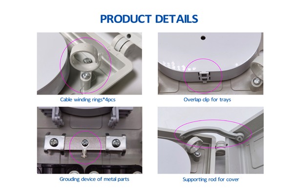 12 cores outdoor fiber optic termination box, 2 in cable diameter 16mm, 12 out pigtails 2.0mm with fixtures, gray