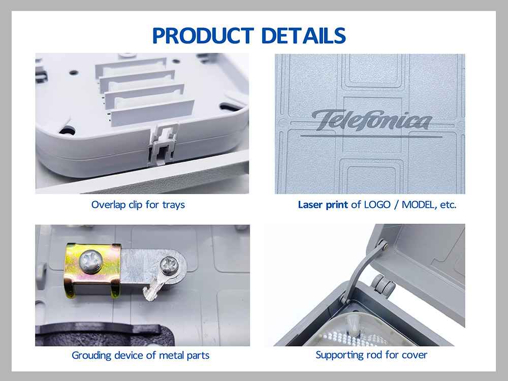 12 cores outdoor fiber optic termination box, 2 in cable diameter 16mm, 12 out pigtails 2.0mm with fixtures, gray