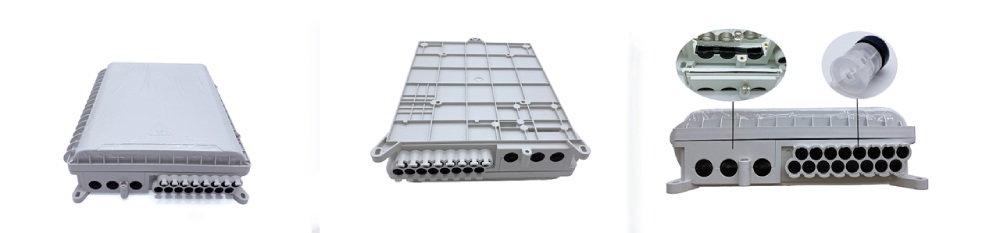 fttx outdoor cable distribution box, 3 inlet 16 outlet fiber optic termination cabinet, white