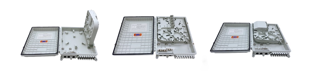 fttx outdoor cable distribution box, 3 inlet 16 outlet fiber optic termination cabinet, white