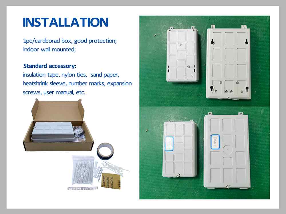 12 cores outdoor fiber optic termination box, 2 in cable diameter 16mm, 12 out pigtails 2.0mm with fixtures, gray