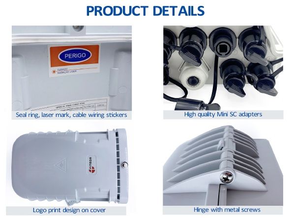 outdoor ip65 1x8 fiber optic splitter box with reinforced mini sc adapter, 1 cable gland pg13
