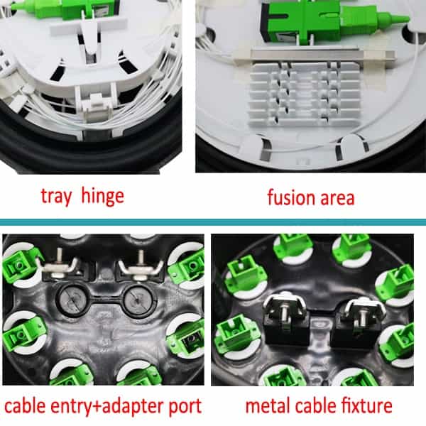 wall mount 8 port outdoor fiber access terminal for 1x8 splitter, ip67, black, pp+gf material
