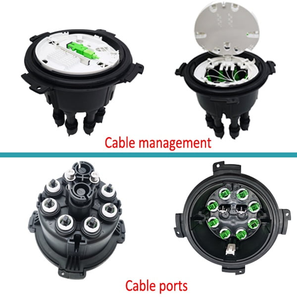 wall mount 8 port outdoor fiber access terminal for 1x8 splitter, ip67, black, pp+gf material