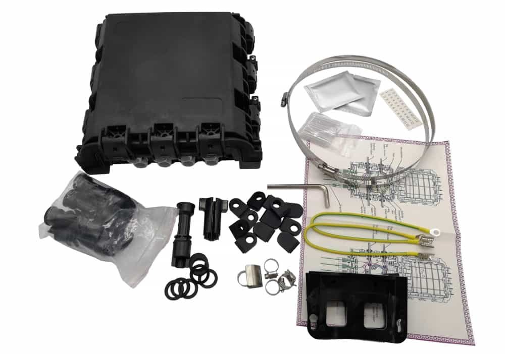ftth drop cable termination box with fast connector sc, 1x8 mini splitter, splice trays