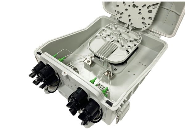 speical design ip65 1x8 splitter sc fibre access terminal box, outdoor wall mount, white