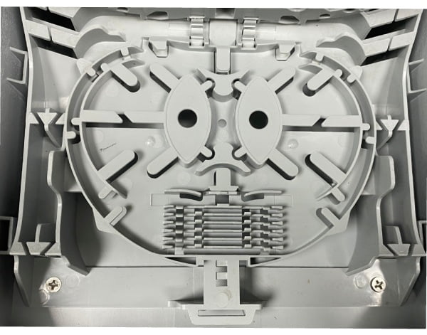 8 port fiber splitter box sc connectors with waterproof plug with rubber boot, ip65, white