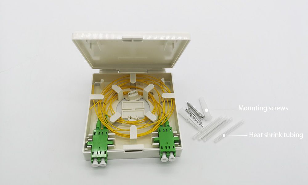 ftth roseta de fibra optica box 2 cores,up down open, white, indoor wall mounting