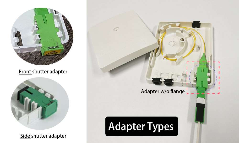 ftth optical wall outlet, 3 cable port with rubber seal, 2 sc adapters, 1 screw lock