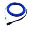 armored patch cord outdoor lc/apc lc/apc smf corning g657 a2 simplex lszh uv 3mm 20m, one side with woven net pulling eye , blue color, white printing