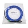 armored patch cord outdoor lc/apc lc/apc smf corning g657 a2 simplex lszh uv 3mm 20m, one side with woven net pulling eye , blue color, white printing