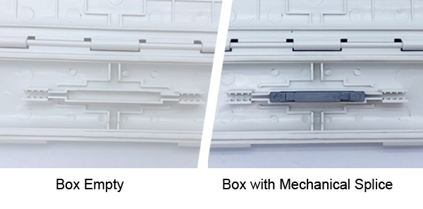 ftth connection box for drop cable protection, custom sc adapter, mechanical splicer or fiber sleeve, waterproof with rubber, 1in 2out