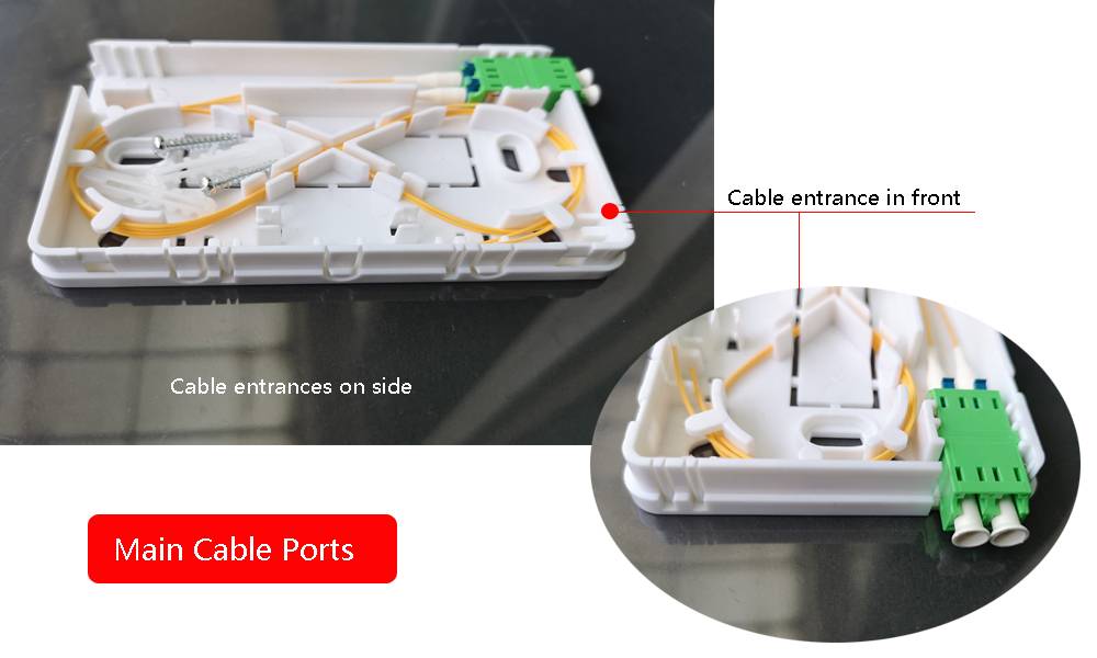 mini 1port optical fiber outlet box, wall mounted with shutter adapter block