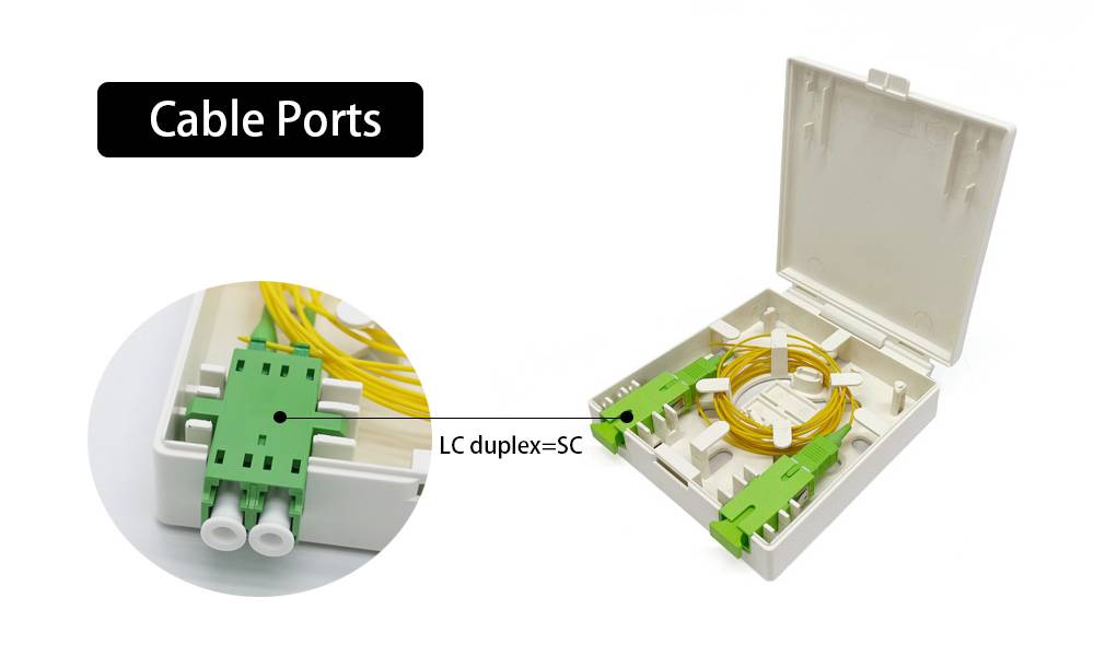 ftth roseta de fibra optica box 2 cores,up down open, white, indoor wall mounting