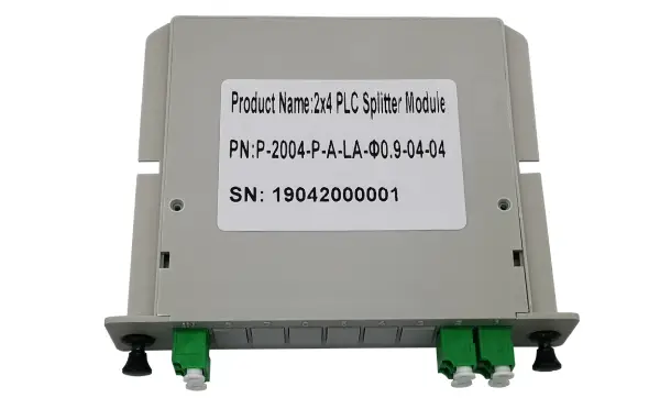 gpon passive splitter 2x4 lc apc connectors green, with blocks,custom label