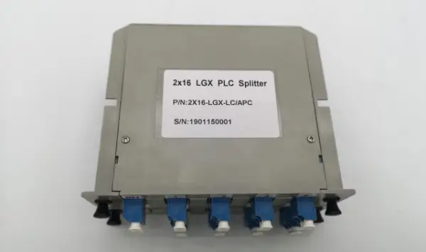 2x16 epon splitter lc/upc connectors 1260 1650nm,0.3mts,lgx box type splitter g657a1 fiber, 14.6db loss