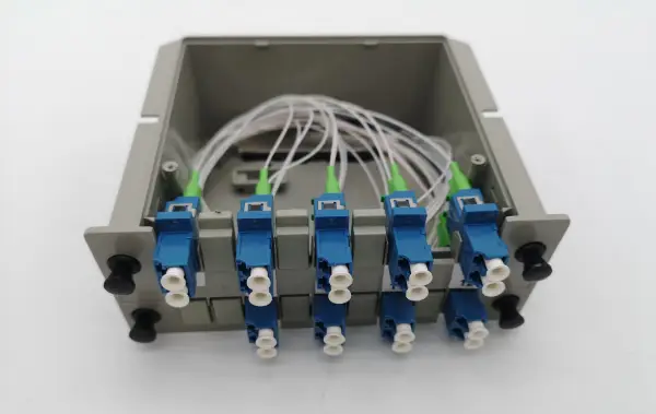 2x16 epon splitter lc/upc connectors 1260 1650nm,0.3mts,lgx box type splitter g657a1 fiber, 14.6db loss
