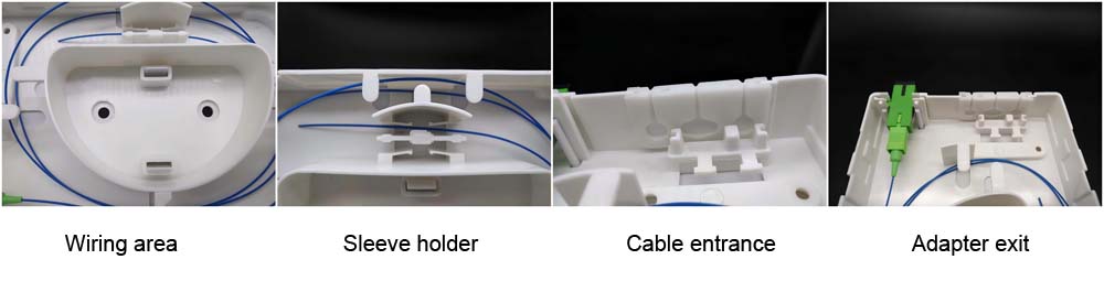 large size 4 cores terminal box fiber optic 2 port, sc or lc duplex adpater or fiber pigtails