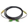 service drop wire 4 core fc apc patch cord blue, orange, green, brown inner sheath, 9.8mm pe black, with metal ip68 copper waterproof plug for outdoor use