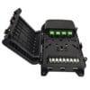 new 1x8 splitter ftth termination box outdoor pole / wall mount, black pp+gf material, ip65, 36 cores splicing,3 inlet 12mm, 8 outlet 2x3mm sc connectors