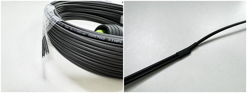 conduit, duct pushable fiber patch cord sc to sc with metal housing for pulling, 3mm indoor fiber optic cable low friction, black g657a2 corning fiber