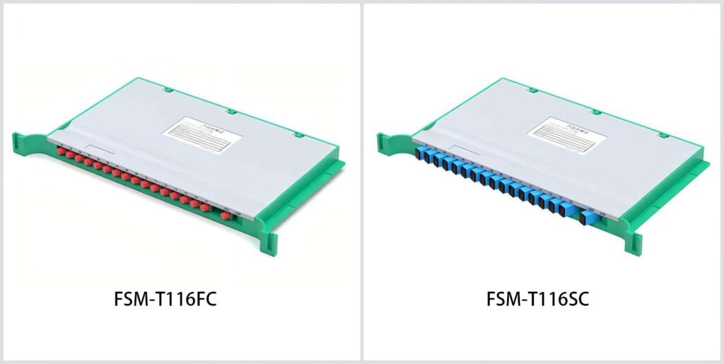 1 * 16 splitter cassette sc upc apc connectors, 300*180*25mm plastic material abs, green