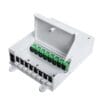 ip65 outdoor fiber termination box,10mm cable go straightly,8 drop cable port 2x5mm with rubber, 8 sc adapters, 1x8 mini splitter, splice tray, 2 cover.